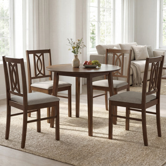 Dining Chairs Set of 2 Rubber Wood Dining Room Chairs with Hollowed Backrest-Walnut LuxuryLifeWay Online Store