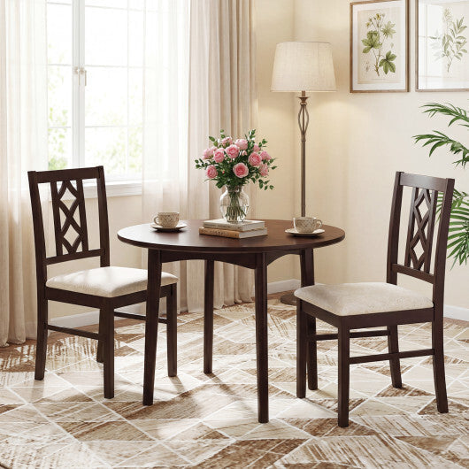 Dining Room Chairs Set of 2 Rubber Wood Dining Chairs with Hollowed Backrest-Brown LuxuryLifeWay Online Store