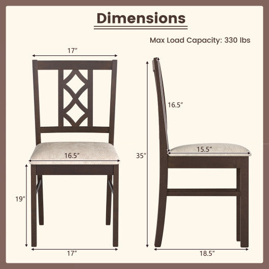 Dining Room Chairs Set of 2 Rubber Wood Dining Chairs with Hollowed Backrest-Brown LuxuryLifeWay Online Store