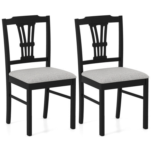 Wooden Dining Chairs Set of 2 Upholstered Kitchen Chairs with Solid Rubber Wood Frame-Gray LuxuryLifeWay Online Store