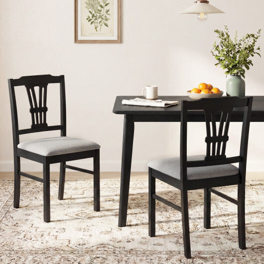 Wooden Dining Chairs Set of 2 Upholstered Kitchen Chairs with Solid Rubber Wood Frame-Gray LuxuryLifeWay Online Store