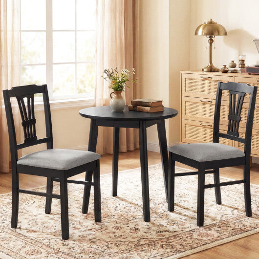 Wooden Dining Chairs Set of 2 Upholstered Kitchen Chairs with Solid Rubber Wood Frame-Gray LuxuryLifeWay Online Store