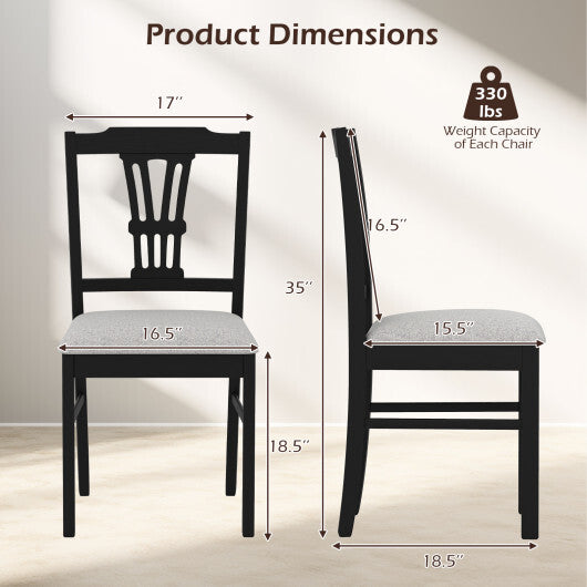 Wooden Dining Chairs Set of 2 Upholstered Kitchen Chairs with Solid Rubber Wood Frame-Gray LuxuryLifeWay Online Store