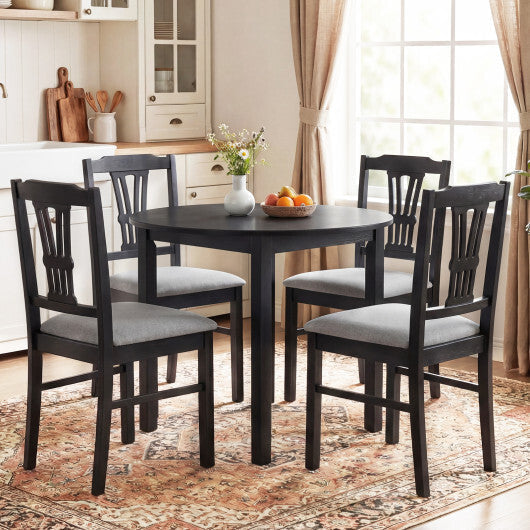 Wooden Dining Chairs Set of 2 Upholstered Kitchen Chairs with Solid Rubber Wood Frame-Gray LuxuryLifeWay Online Store