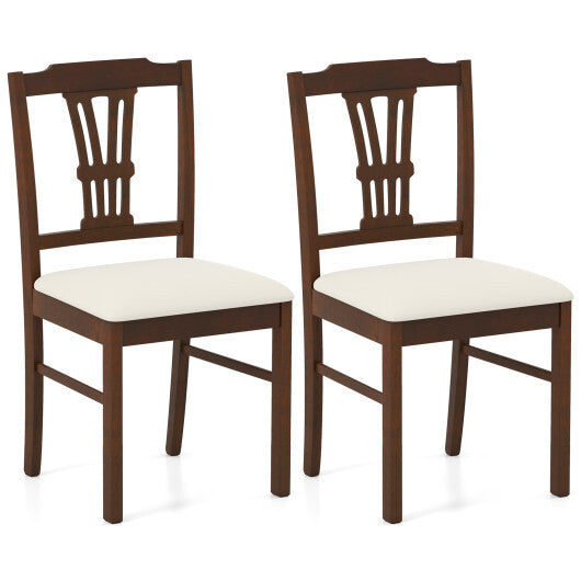 Wooden Dining Chairs Set of 2 Upholstered Kitchen Chairs with Solid Rubber Wood Frame-Gray LuxuryLifeWay Online Store