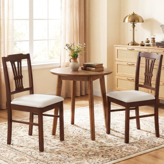 Wooden Dining Chairs Set of 2 Upholstered Kitchen Chairs with Solid Rubber Wood Frame-Gray LuxuryLifeWay Online Store