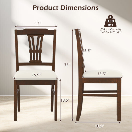 Wooden Dining Chairs Set of 2 Upholstered Kitchen Chairs with Solid Rubber Wood Frame-Gray LuxuryLifeWay Online Store