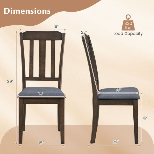 Set of 2 Rubber Wood Dining Room Chairs with Comfortable Backrest-Brown LuxuryLifeWay Online Store