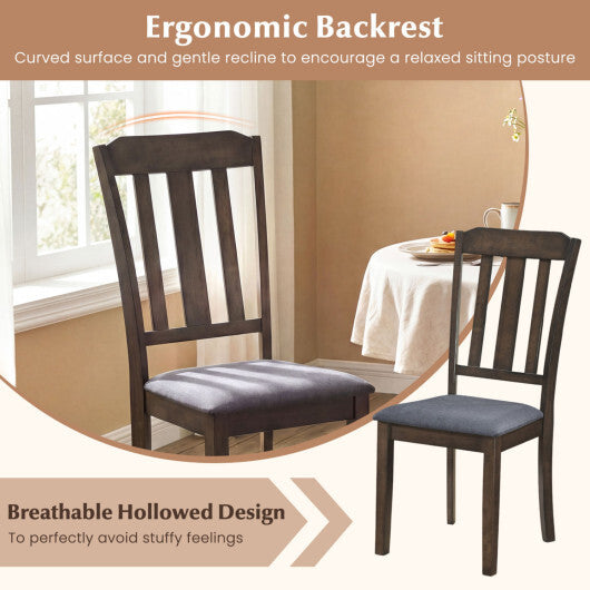 Set of 2 Rubber Wood Dining Room Chairs with Comfortable Backrest-Brown LuxuryLifeWay Online Store