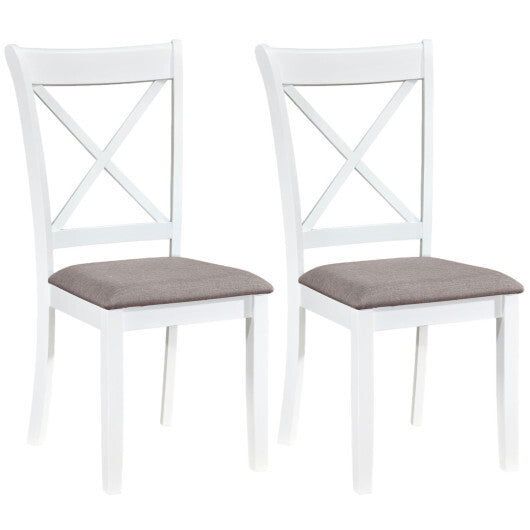 Dining Chairs Set of 2 Rubber Wood Dining Room Chairs with Comfortable Backrest and Padded Seat-White LuxuryLifeWay Online Store