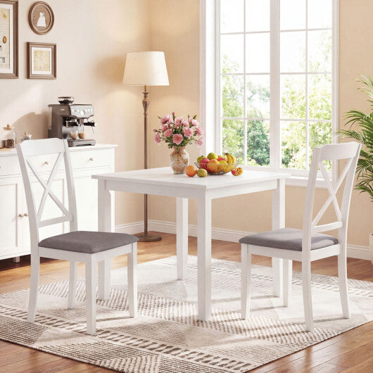 Dining Chairs Set of 2 Rubber Wood Dining Room Chairs with Comfortable Backrest and Padded Seat-White LuxuryLifeWay Online Store