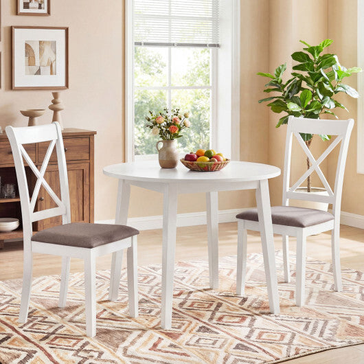 Dining Chairs Set of 2 Rubber Wood Dining Room Chairs with Comfortable Backrest and Padded Seat-White LuxuryLifeWay Online Store