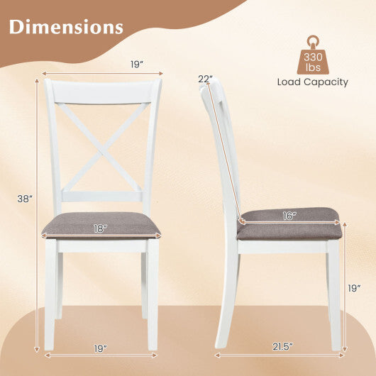 Dining Chairs Set of 2 Rubber Wood Dining Room Chairs with Comfortable Backrest and Padded Seat-White LuxuryLifeWay Online Store