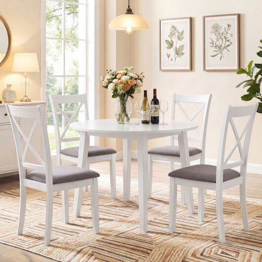Dining Chairs Set of 2 Rubber Wood Dining Room Chairs with Comfortable Backrest and Padded Seat-White LuxuryLifeWay Online Store