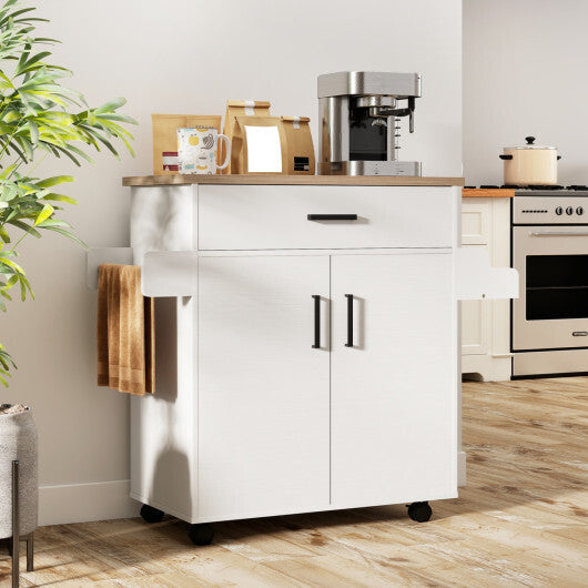 Kitchen Island Cart Rolling Kitchen Storage Island with Drawer-White LuxuryLifeWay Online Store