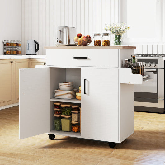 Kitchen Island Cart Rolling Kitchen Storage Island with Drawer-White LuxuryLifeWay Online Store