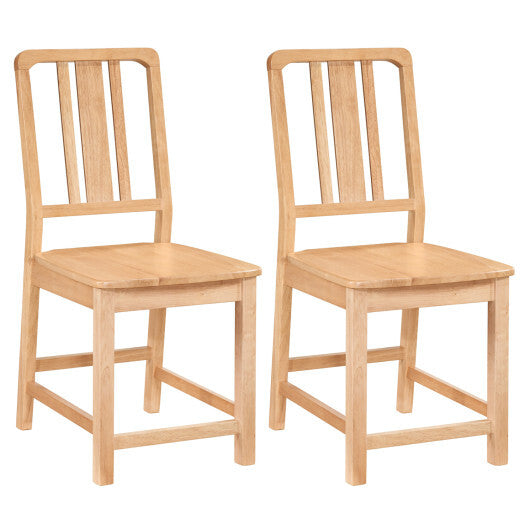 Rubber Wood Dining Chairs Set of 2 with Hollowed Backrest-Natural LuxuryLifeWay Online Store