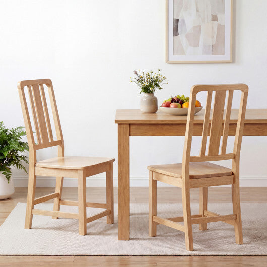 Rubber Wood Dining Chairs Set of 2 with Hollowed Backrest-Natural LuxuryLifeWay Online Store