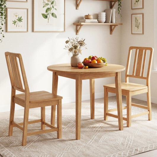 Rubber Wood Dining Chairs Set of 2 with Hollowed Backrest-Natural LuxuryLifeWay Online Store