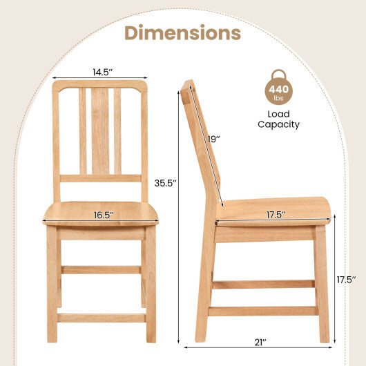 Rubber Wood Dining Chairs Set of 2 with Hollowed Backrest-Natural LuxuryLifeWay Online Store