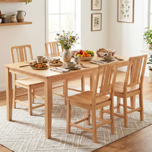 Rubber Wood Dining Chairs Set of 2 with Hollowed Backrest-Natural LuxuryLifeWay Online Store