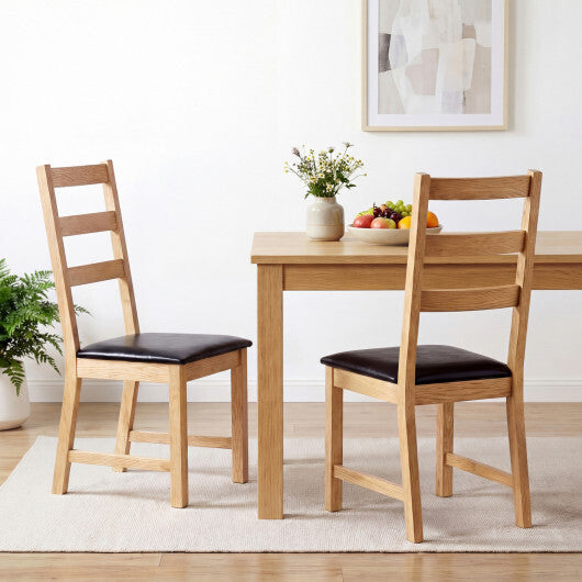 Dining Chairs Set of 2 Farmhouse Dining Room Chairs with Hollowed Backrest-Natural LuxuryLifeWay Online Store