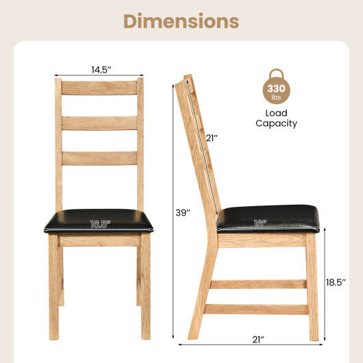 Dining Chairs Set of 2 Farmhouse Dining Room Chairs with Hollowed Backrest-Natural LuxuryLifeWay Online Store