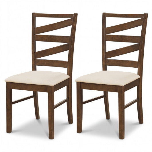 Dining Chairs Set of 2 with Backrests and Rubber Wood Frames-Brown LuxuryLifeWay Online Store