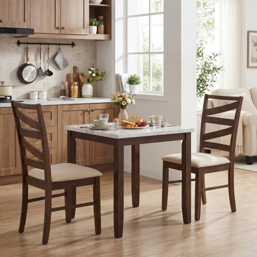Dining Chairs Set of 2 with Backrests and Rubber Wood Frames-Brown LuxuryLifeWay Online Store