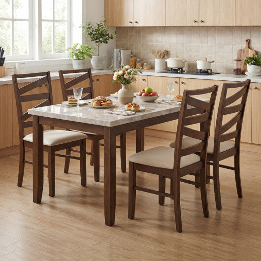 Dining Chairs Set of 2 with Backrests and Rubber Wood Frames-Brown LuxuryLifeWay Online Store