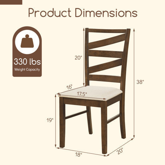 Dining Chairs Set of 2 with Backrests and Rubber Wood Frames-Brown LuxuryLifeWay Online Store
