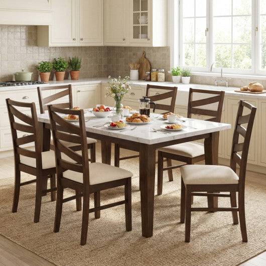 Dining Chairs Set of 2 with Backrests and Rubber Wood Frames-Brown LuxuryLifeWay Online Store