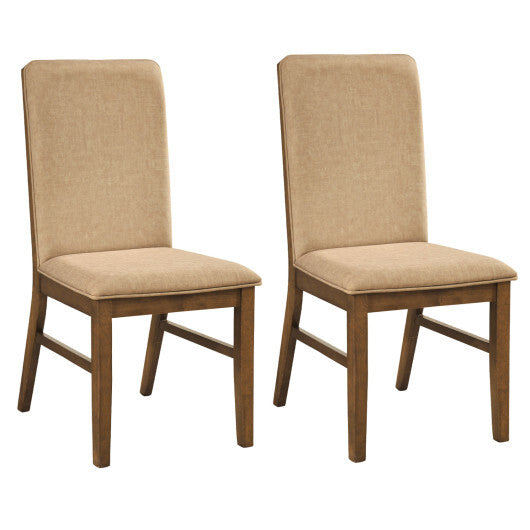Set of 2 Upholstered Dining Chairs with Solid Rubber Wood Legs-Brown LuxuryLifeWay Online Store