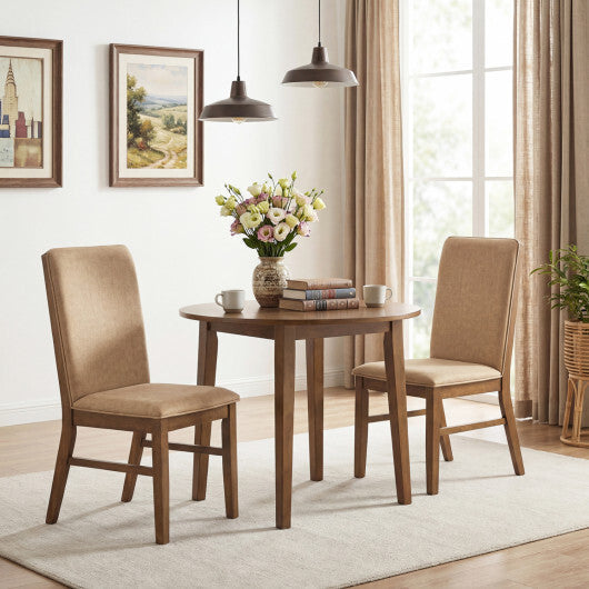 Set of 2 Upholstered Dining Chairs with Solid Rubber Wood Legs-Brown LuxuryLifeWay Online Store
