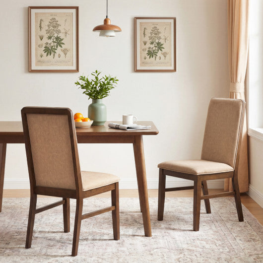 Set of 2 Upholstered Dining Chairs with Solid Rubber Wood Legs-Brown LuxuryLifeWay Online Store