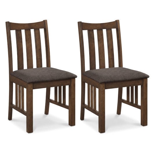 Rubber Wood Dining Chairs Side Chairs Set of 2 with Slat Back-Brown LuxuryLifeWay Online Store