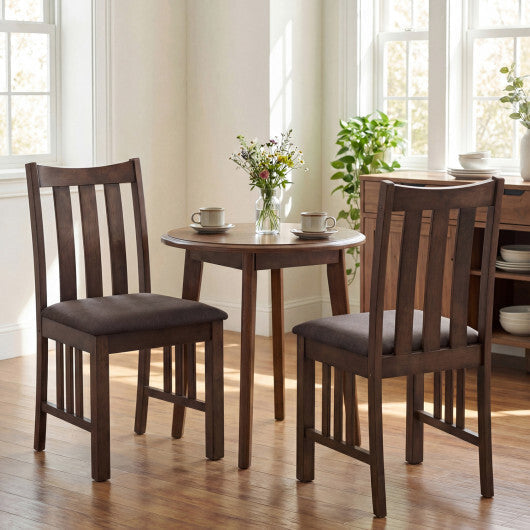 Rubber Wood Dining Chairs Side Chairs Set of 2 with Slat Back-Brown LuxuryLifeWay Online Store