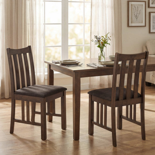 Rubber Wood Dining Chairs Side Chairs Set of 2 with Slat Back-Brown LuxuryLifeWay Online Store