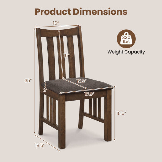 Rubber Wood Dining Chairs Side Chairs Set of 2 with Slat Back-Brown LuxuryLifeWay Online Store