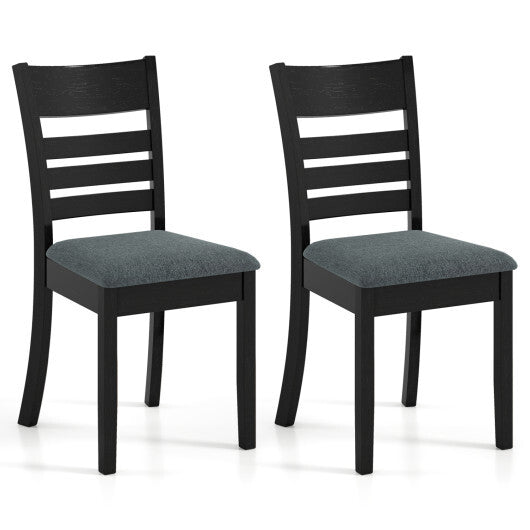 Wooden Dining Chairs Set of 2 Upholstered Kitchen Chairs with Rubber Wood Frame-Black LuxuryLifeWay Online Store