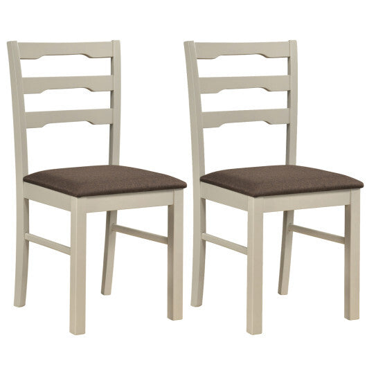 Set of 2 Linen Style Upholstered Dining Chairs with Wood Frames-White LuxuryLifeWay Online Store