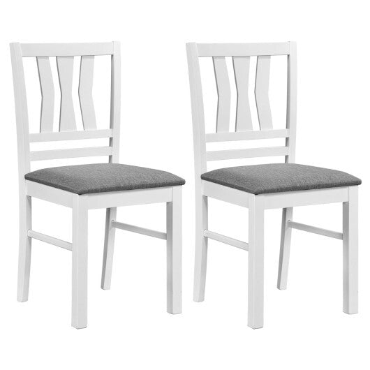 Set of 2 Linen Style Upholstered Kitchen Chairs with Wood Frames-White LuxuryLifeWay Online Store