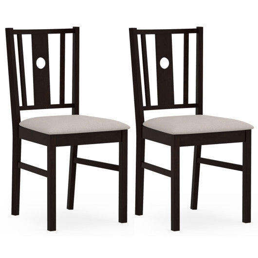 Set of 2 Rubber Wood Kitchen Chairs with Fabric Padded Seat -Coffee LuxuryLifeWay Online Store