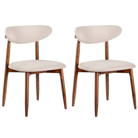Set of 2 Fabric Upholstered Dining Chairs with Curved Backs-Gray LuxuryLifeWay Online Store