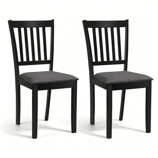 Set of 2 Wooden Dining Chairs Upholstered Kitchen Chairs with Rubber Wood Frame-Black LuxuryLifeWay Online Store