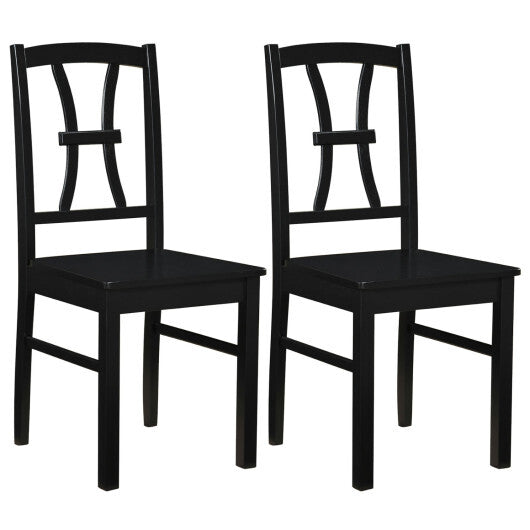 400 lbs Capacity Dining Chair Set of 2 with Cross Backrest and Rubber Wood Frame-Black LuxuryLifeWay Online Store