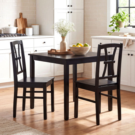 400 lbs Capacity Dining Chair Set of 2 with Cross Backrest and Rubber Wood Frame-Black LuxuryLifeWay Online Store