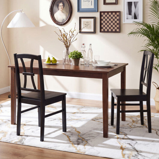 400 lbs Capacity Dining Chair Set of 2 with Cross Backrest and Rubber Wood Frame-Black LuxuryLifeWay Online Store
