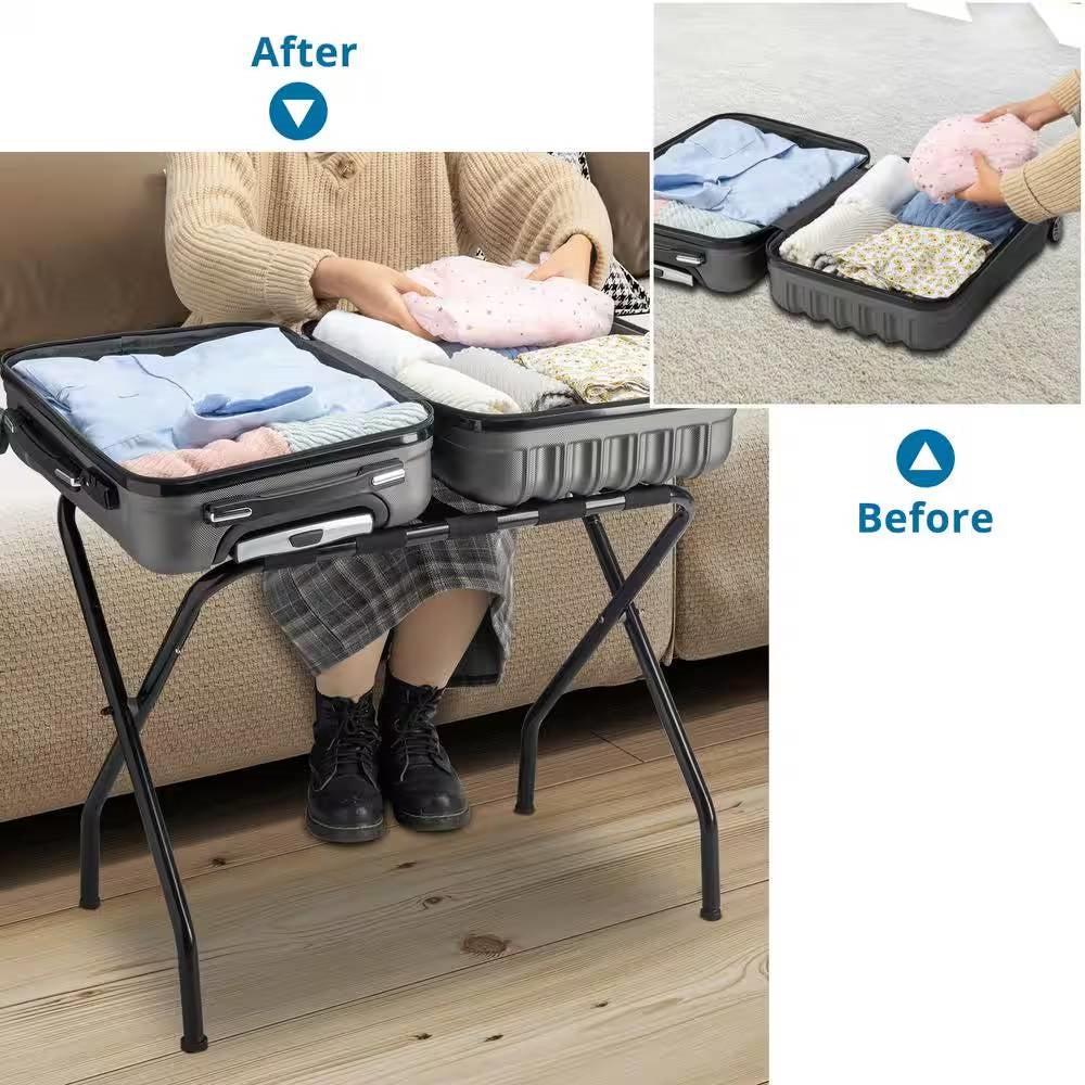 Sturdy Black Metal Foldable Luggage Rack LuxuryLifeWay Online Store