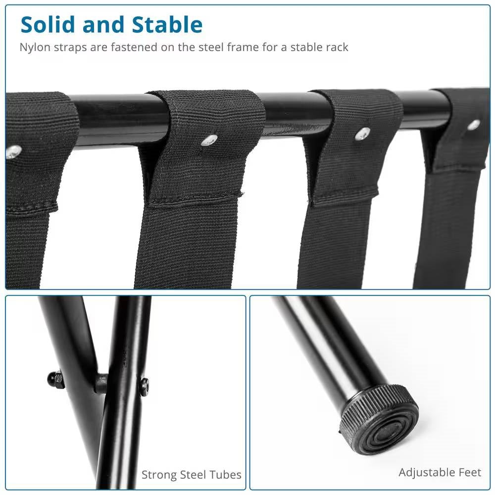 Sturdy Black Metal Foldable Luggage Rack LuxuryLifeWay Online Store